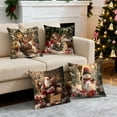 thumbnail image 4 of Christmas Pillow Set of 4, Festive Holiday Throw Pillows for Couch & Bed, Cozy Plush Decor with Santa, Reindeer, Snowman & Sleigh Designs, Ultimate Home Christmas Decorations for Living Room, 4 of 6