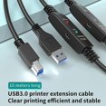thumbnail image 3 of 5m USB3.0 Male to Square USB Type-B Male Printer Cable PVC Printing Connection Cord, 3 of 5