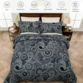 thumbnail image 3 of Whale Flotilla Reversible Paisley Quilt Set California King Size, Lightweight Boho Printed Bedspreads Coverlets Quilts Bedding Set with 2 Pillow Shams for All Seasons, Navy/Bone, 3 of 4