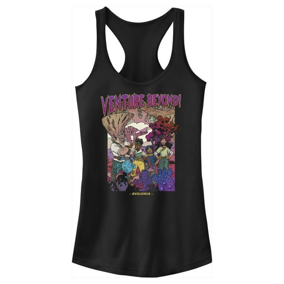 Junior's Strange World Venture Beyond Group Racerback Tank Top Black Small