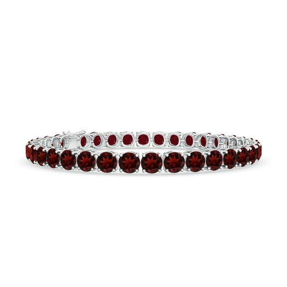 ANGARA Natural Classic 21 ct Garnet Linear Tennis Bracelet in 925 Sterling Silver for Women (Size-5mm) | January Birthstone, Birthday, Anniversary, Jewelry Gift for Women | Natural Garnet Bracelet