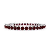ANGARA Natural Classic 21 ct Garnet Linear Tennis Bracelet in 925 Sterling Silver for Women (Size-5mm) | January Birthstone, Birthday, Anniversary, Jewelry Gift for Women | Natural Garnet Bracelet