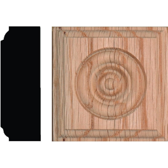 Solid Red Oak Rosette Block