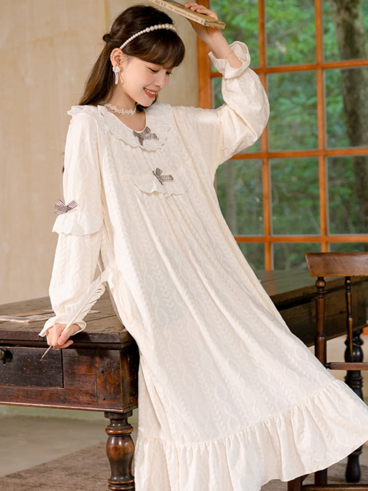 PIKADINGNIS New Autumn Nightgowns & Sleepshirts Womens Long Cotton Sleepwear  Home Nightshirt Women Causal Loose Ladies Soft Women Dress 