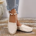 thumbnail image 4 of Dweltoz Women's Leather Penny Loafers Business Casual Comfort Boat Shoes Lightweight Slip on Classic Flat Shoes,Beige 41, 4 of 9