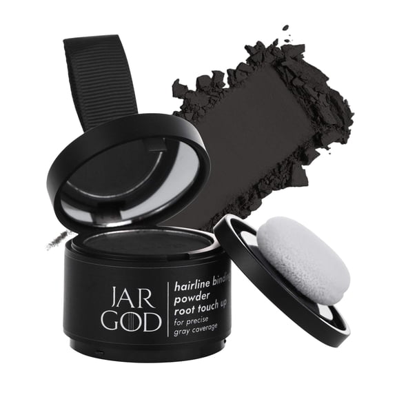JARGOD Hairline Powder Root Touch-Up Temporary Concealing Powder for Women & Men, Instant Gray Coveragey, 4g Black