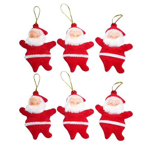 Set of 6 Cute Mini Santa Pendants, 1.77" Christmas Tree Ornaments, Mini Hanging Decorations Xmas Tree Ornaments for Home Decoration