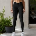 thumbnail image 2 of High Waist Seamless Ribbed Full Length Leggings- Large, Black, 2 of 6