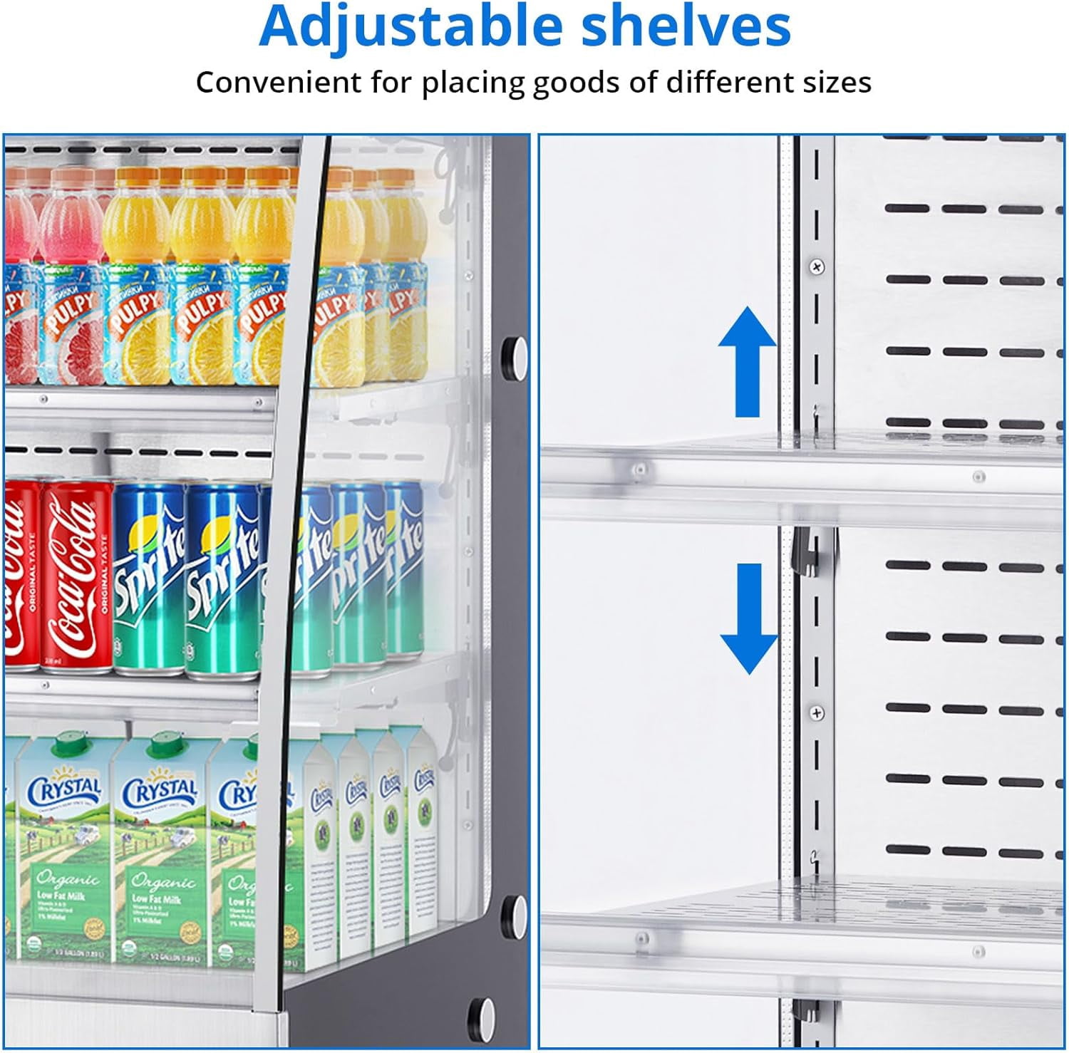 Homhougo Commercial Cake Display Refrigerator Glass Door Display Refrigerator, 7.8 cu. ft. Open Merchandise Display Cabinet, Double Glazing with Interior LED Lighting,Floor Top Refrigerator, 110 Volt