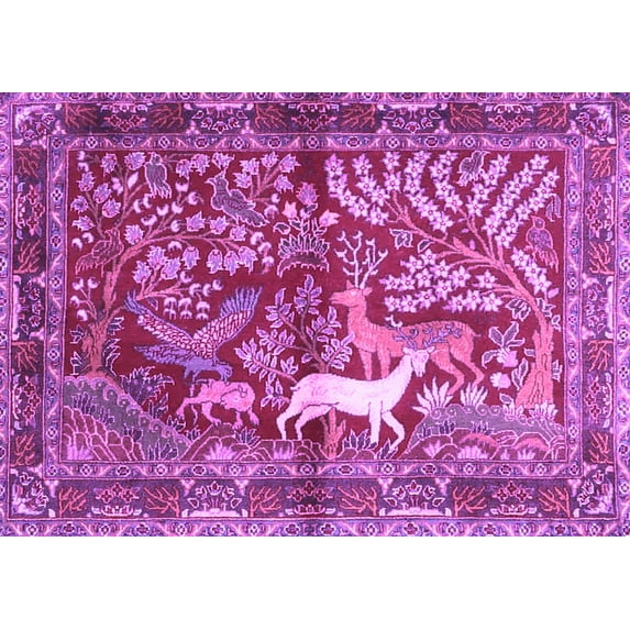 Ahgly Company Indoor Rectangle Persian Purple Traditional Area Rugs, 2' x 5'