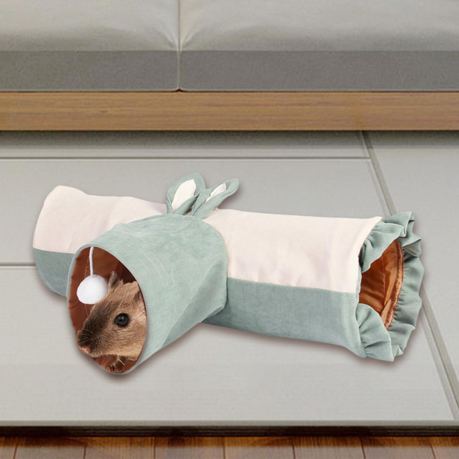 2 Pieces Small Animal Hideout Tunnel Collapsible Pet toy Tunnel Tube for Rabbit Hamster Guinea Chinchilla Pet Supplies