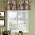 thumbnail image 5 of Wooden Plank Valances for Windows, Rustic Farmhouse Brown Black Barn Door Light Filtering Kitchen Curtains, Rod Pocket Window Valance Curtains for Living Room Bedroom, 60" W x 18" L, 2 Panels, 5 of 9