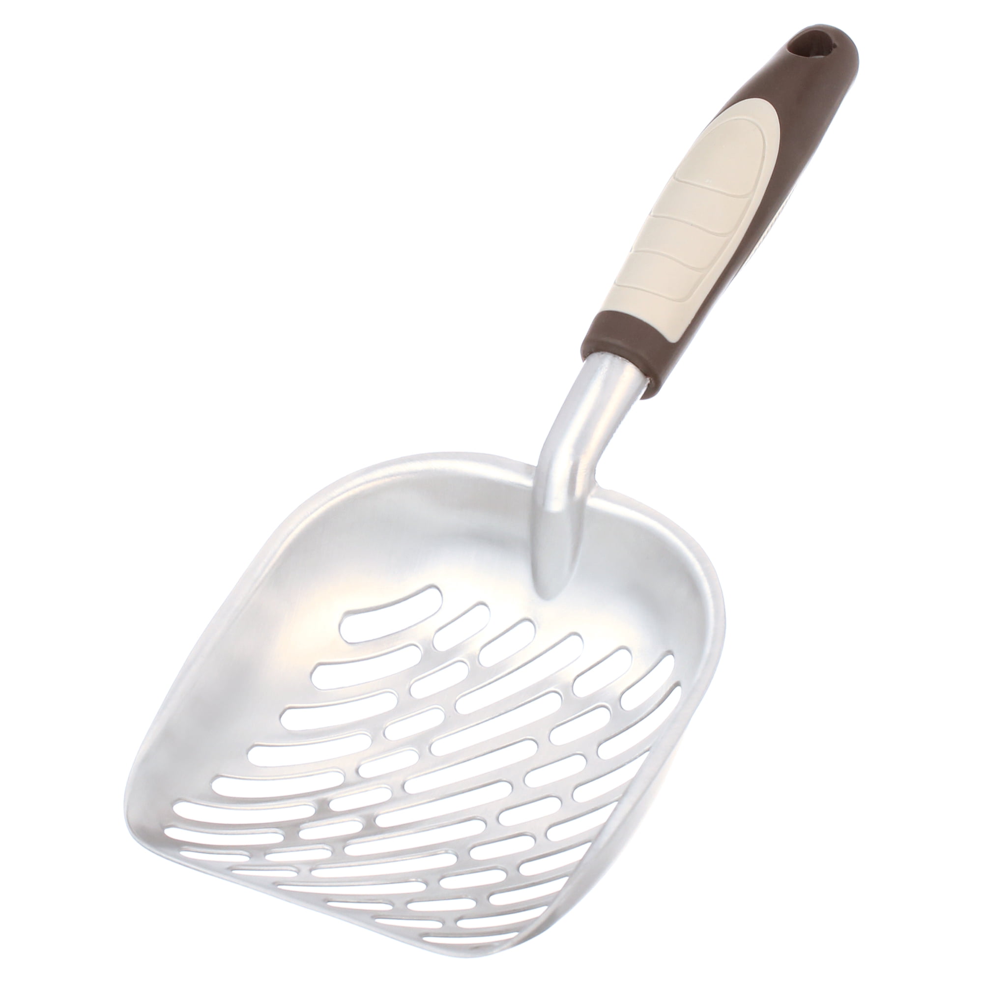 Petmate Aluminum Metal Cat Litter Scoop with TPR Handle, Metal, Brown, Pack of 1