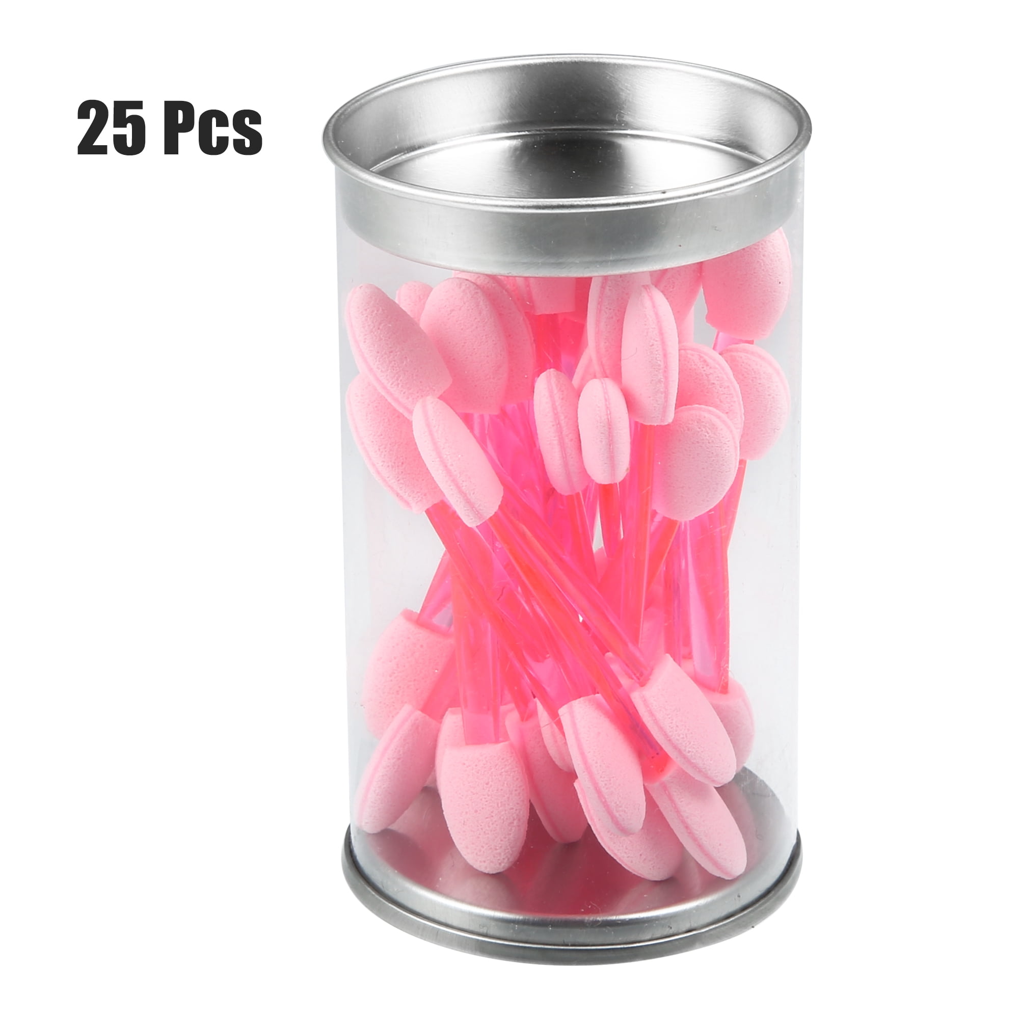 Unique Bargains 25 Pcs Dual Sides Eye Shadow Sponge Applicators with Container Pink