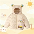 thumbnail image 4 of YUSIM Toddler Girls Quilted Jacket with Hood- Cute Warm Fashion Full Zip Winter Coats Beige Size 1 T, 4 of 5