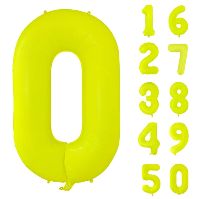 Globo Yeodong amarillo fluorescente número 0 1 m para cumpleaños
