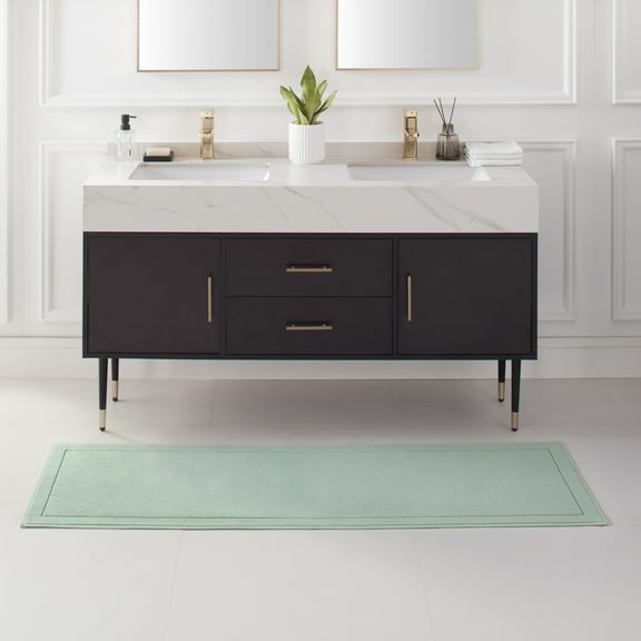 Host & Home Cotton Bath Rug (Runner 20x60), Non-Slip Backing, Modern Weave, Green