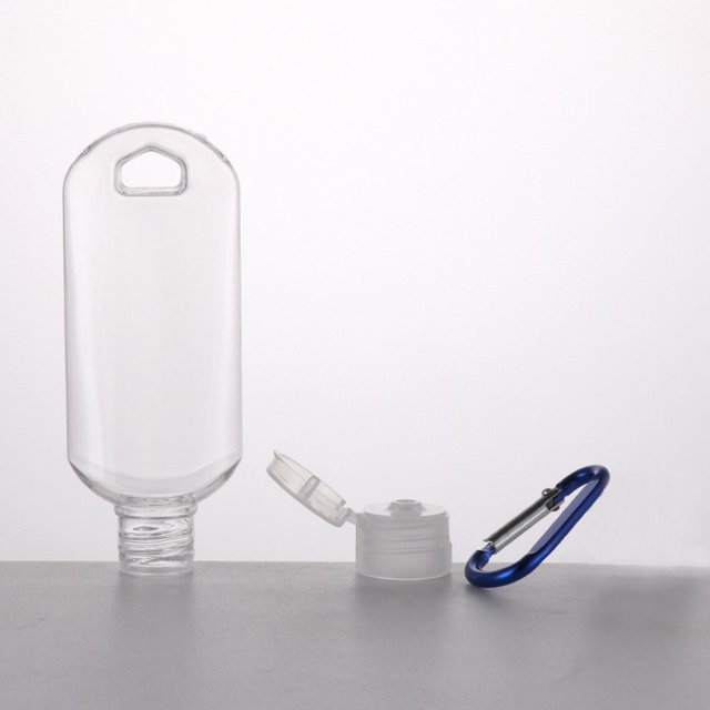 50ML Llavero Portátil Con Gancho Botella De Spray Transparente Vacía Rellenable Se Puede Reutilizar Sin Lavado Desinfectante De Manos Plástico Alcohol Para Viaje Flip-top huangjie unisex