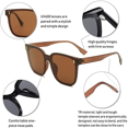 thumbnail image 4 of Gafas de sol cuadradas retro de gran tamaño para mujer Protección de gafas de sol de estilo clásico de moda, 4 of 6