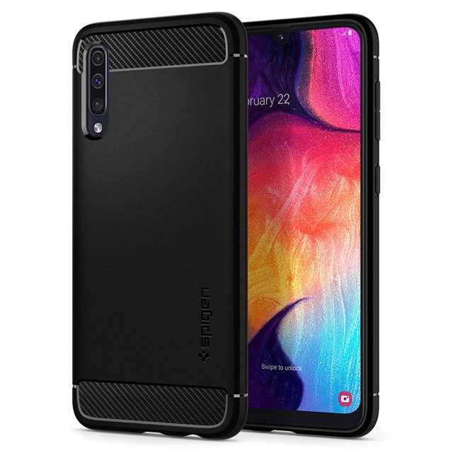 Funda Rugged armor para Samsung galaxy A50 Matte black Spigen Spiggen original