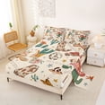 thumbnail image 2 of jejeloiu Beige Cowgirl Western Bed Sheets Kids,Desert Boot Print King Sheets,4 Pieces, 2 of 6
