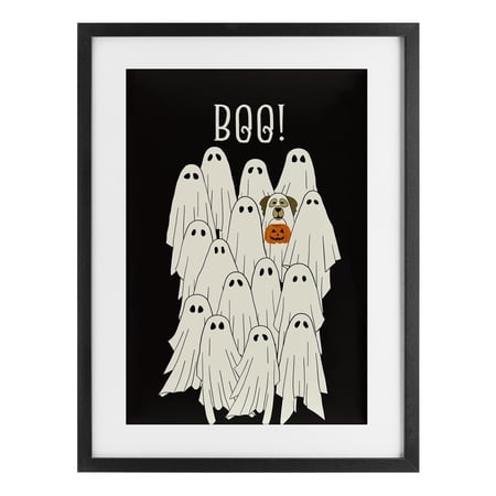 Stupell Industries Boo Ghosts with Dog Costume Black Framed Print Under Glass design by JJ Design House LLC 20 x 14