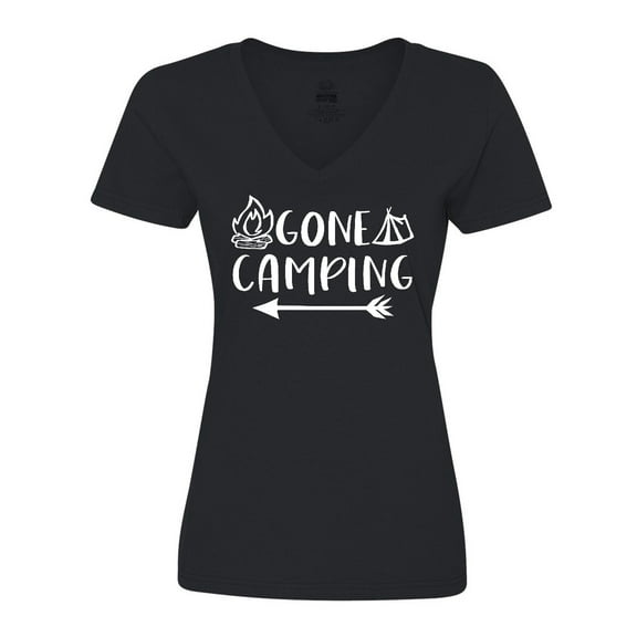 Inktastic Gone Camping Women's V-Neck T-Shirt