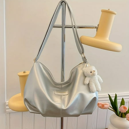 

ZHSHANTCHDQ Kawaii Pendant Decor Casual Shoulder Tote Bag for Daily Use Large Capacity Korean Style Simplicity Fashion Versatile Shoulder Bag