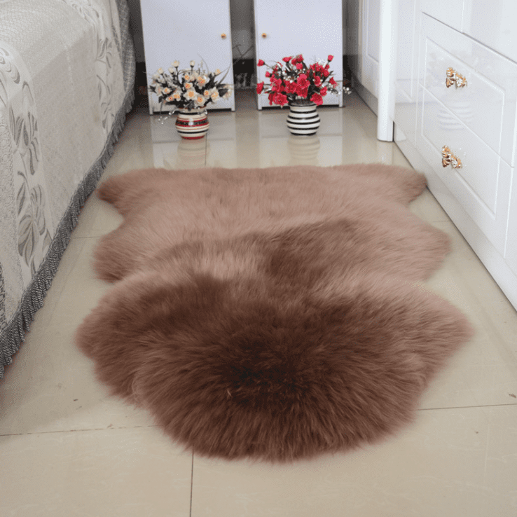Champagne Copper Brown Safavieh Sheep Skin Collection SHS121K Handmade Rustic Glam Genuine Pelt 3.4-inch Extra Thick Area Rug 3'7 x 5'11 
