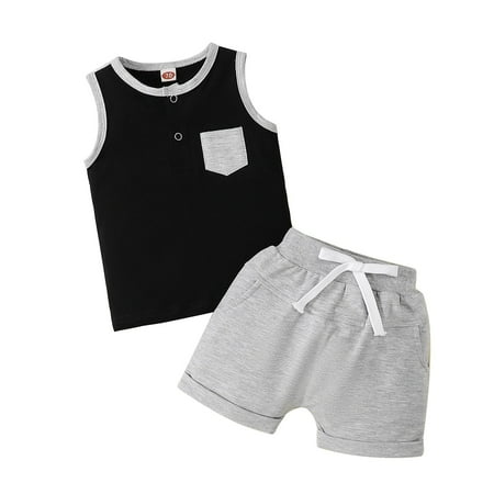 

Summer Boys Sleeveless Top And Shorts Two Piece Set Comfortable And Boys Summer Shorts For All Day Wear Suit Kid Track Pant