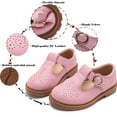 thumbnail image 3 of DADAWEN Girl's Mary Jane T-Strap Flats Dress Shoes Princess Shoes School Uniform Shoes Picture Day Shoes Pink 2 Little Kid, 3 of 6