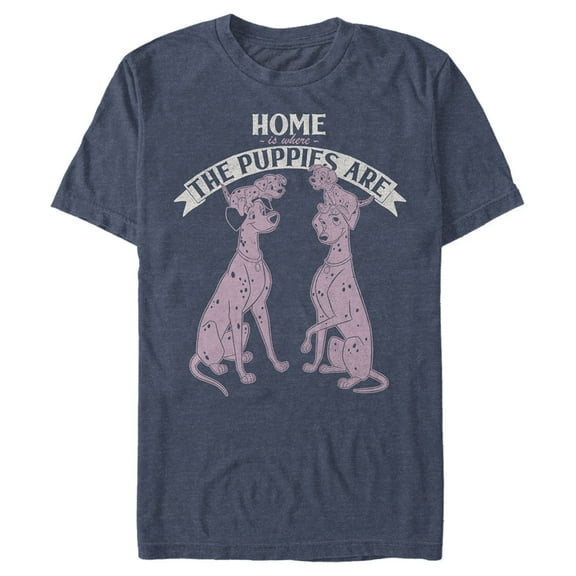 Men's One Hundred and One Dalmatians Home is Where the Puppies Are  Graphic Tee Navy Blue Heather X Large