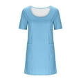 thumbnail image 6 of ShomPort Summer Dresses for Women Casual Crew Neck Short Sleeve Sundress with Pocket Loose Beach Vocation Going out T-Shirts Dress, 6 of 7