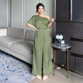 thumbnail image 3 of Women's One Shoulder Wide Leg Jumpsuit Elegant High Waist Dressy Evening Party Outfit, 3 of 7