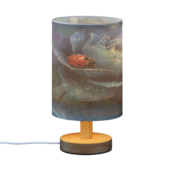 BZSMCE Decor Bedside Table Lamp Ladybug on Midnight Blossom Printed