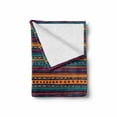 thumbnail image 2 of Tribal Soft Flannel Fleece Throw Blanket, Striped Retro Pattern Rich Mexican Color Folkloric Print, Cozy Plush for Indoor and Outdoor Use, 50" x 60", Teal Plum and Orange, by Ambesonne, 2 of 6