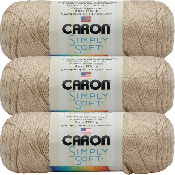 Caron Simply Soft Solids Yarn-Bone, Multipack Of 3