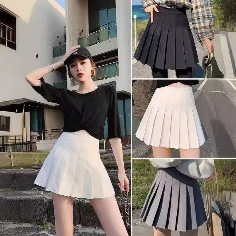 DDWD Safety pants zipper button pleated skirt JK uniform skirt versatile skirt spring summer short skirt autumn Walmart