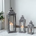 thumbnail image 4 of JHY DESIGN Vintage Metal Candle Lanterns Decorative Outdoor Lantern, Set of 3 (Grey), 4 of 12