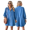 thumbnail image 2 of FJUCHAI Robes en Denim pour Femmes Robe Chemise en Jean à Manches Longues Robe Tunique Décontractée à Boutons s-TG, 2 of 9