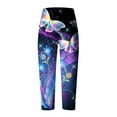 thumbnail image 5 of RYRJJ Trendy Summer Capri Pants for Women Butterfly Print Cotton Linen Baggy Pant Elastic Waisted Wide Leg Cropped Lounge Trousers(Navy Blue,S), 5 of 5