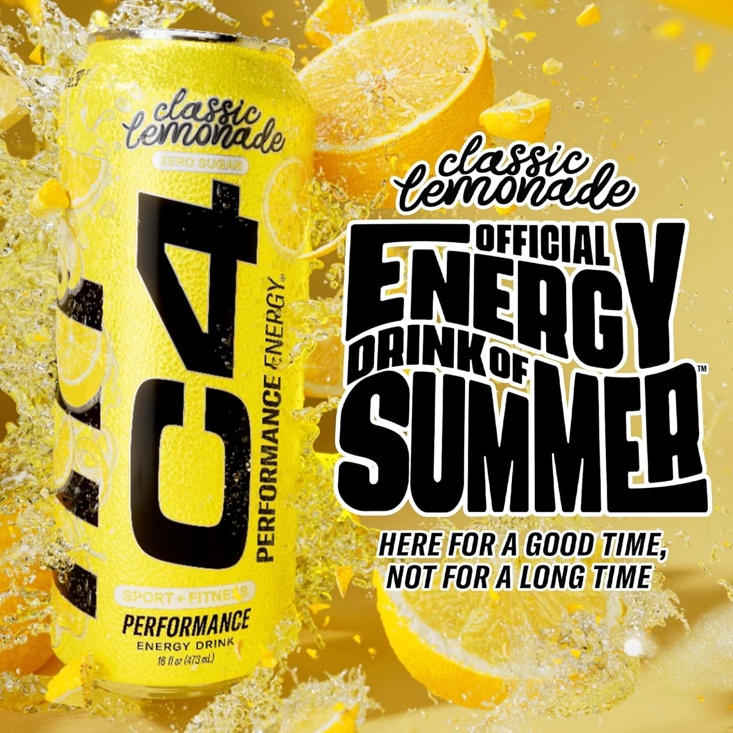 C4 Performance Energy Drink, Limited Edition Classic Lemonade, 16oz, 12 Pack Cans