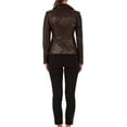 thumbnail image 3 of New Women Genuine Lambskin Real Dark brown Leather Jacket Ladies Slim Fit Biker Coat W109, 3 of 4