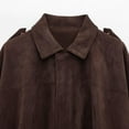 thumbnail image 5 of JGGSPWM Women's Casual Batwing Sleeve Zipper Loose Suede Textured Jacket Long Sleeve Hoodless Solid Casual Coat Jacket Brown S, 5 of 7