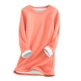 thumbnail image 2 of IDALL Pullover Sweaters Long Sleeve Tops Plus Size Tops Fleece Winter Underwear Thick Warm Top O Neck Velvet Sweatshirt Blouse Pullover Sweaters Fall Outfits Pink 2XL, 2 of 4