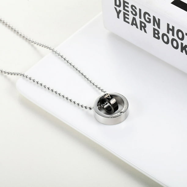 Amour Lettres Double Bague Pendentif Collier Femmes Lettres