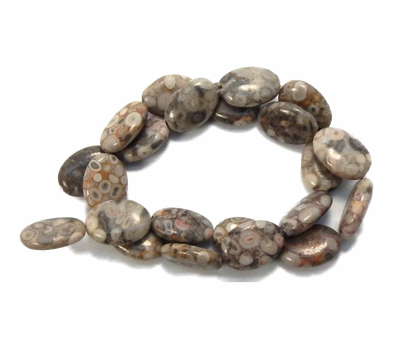 Fossil Jasper 13x18x6mm Oval, Loose Beads, 15 inch