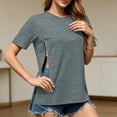 thumbnail image 2 of YUANxueke Zip Nursing Shirts for Womens Maternity Short Sleeve Crewneck Side Split Breastfeeding T-Shirts Casual Fashion Pregnancy Tops, 2 of 8