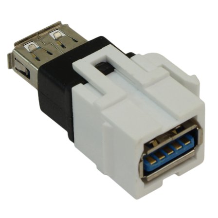 Keystone Jack Insert/Coupler USB 3 Type A to A, Female, Coupler Type, White