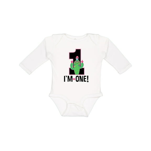 Inktastic 1st Birthday Cactus Cute Girls 1 Year Old Girls Long Sleeve Baby Bodysuit